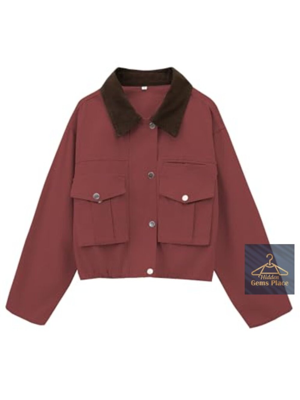 Women's Cotton Cropped Barn Jacket Long Sleeve Button Front Casual Outwear